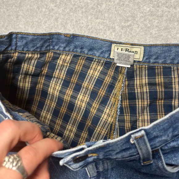 LL Bean Jeans Mens 32x31 Blue Classic Flannel Lined 100% Cotton (Tag 34x32) - Picture 7 of 10